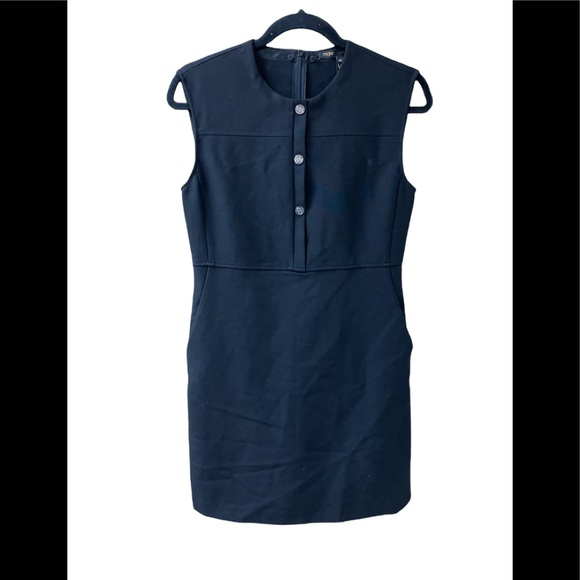 Ramine Guipure Collar Crepe Sheath Dress - Picture 3 of 5